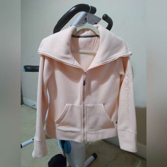 CALVIN KLEIN Performance Soft Fleece Pink Peach Full Zip Jacket Small - Picture 12 of 12